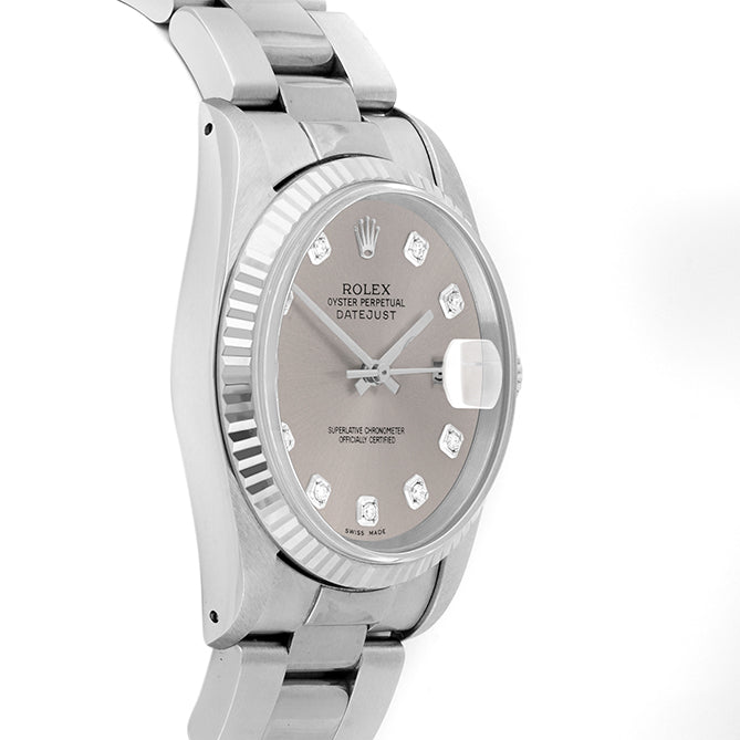 Rolex Datejust 36mm STAINLESS STEEL 16234 Slate Dial | Diamond Hour Markers | Fluted Bezel