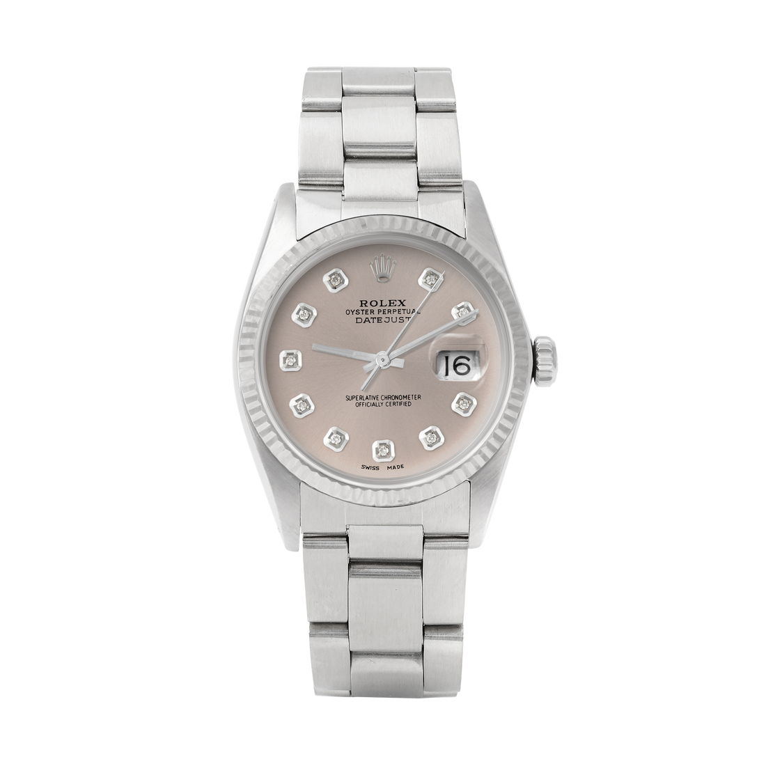 Rolex Datejust 36mm STAINLESS STEEL 16234 Slate Dial | Diamond Hour Markers | Fluted Bezel