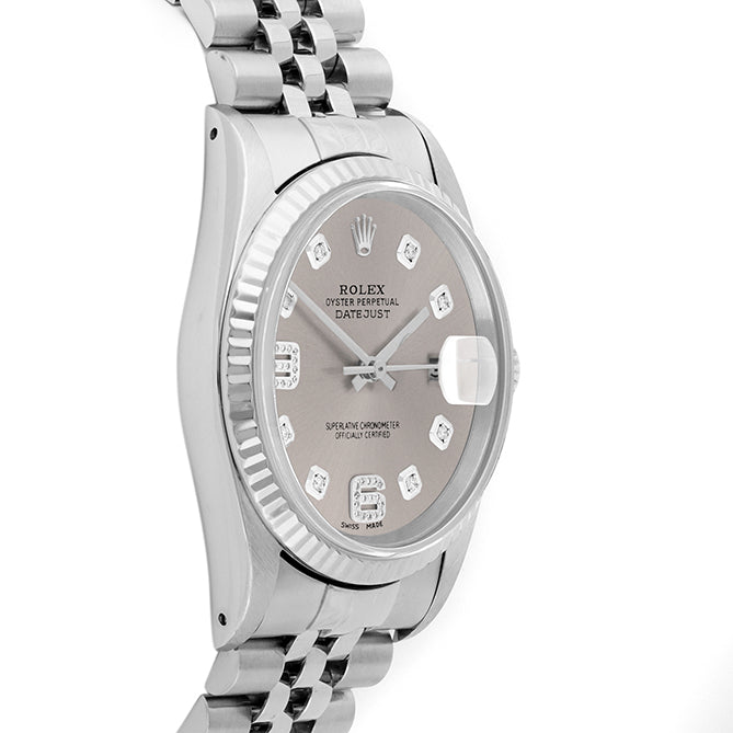 Rolex Datejust 36mm STAINLESS STEEL 16234  Slate Dial | 6&9 Diamond | Fluted Bazel