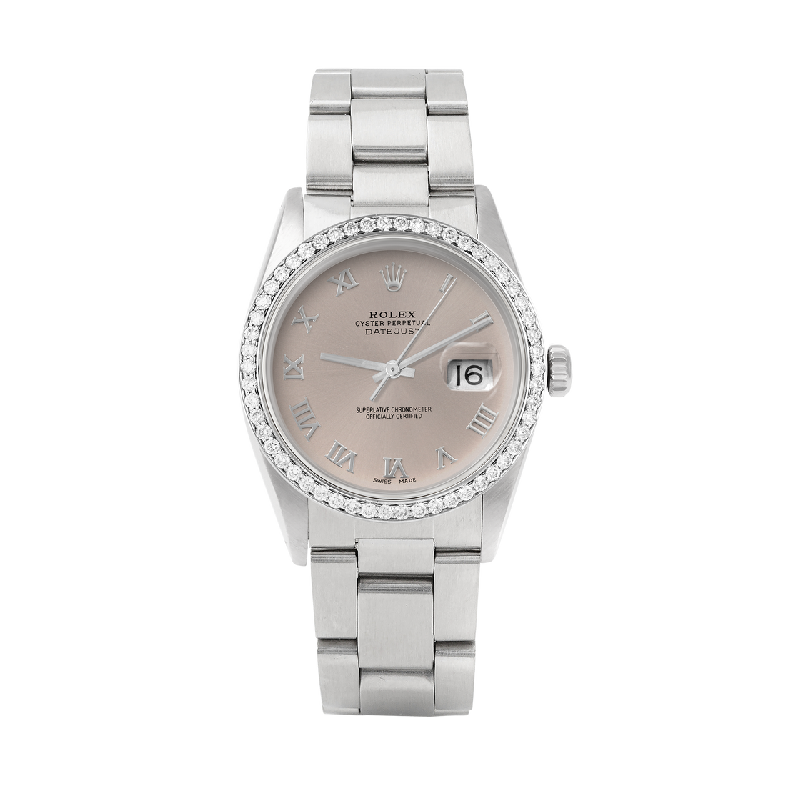 Rolex Datejust 36mm STAINLESS STEEL 16234 Slate Dial | Roman Hour Markers | 1 ct Diamond Bezel