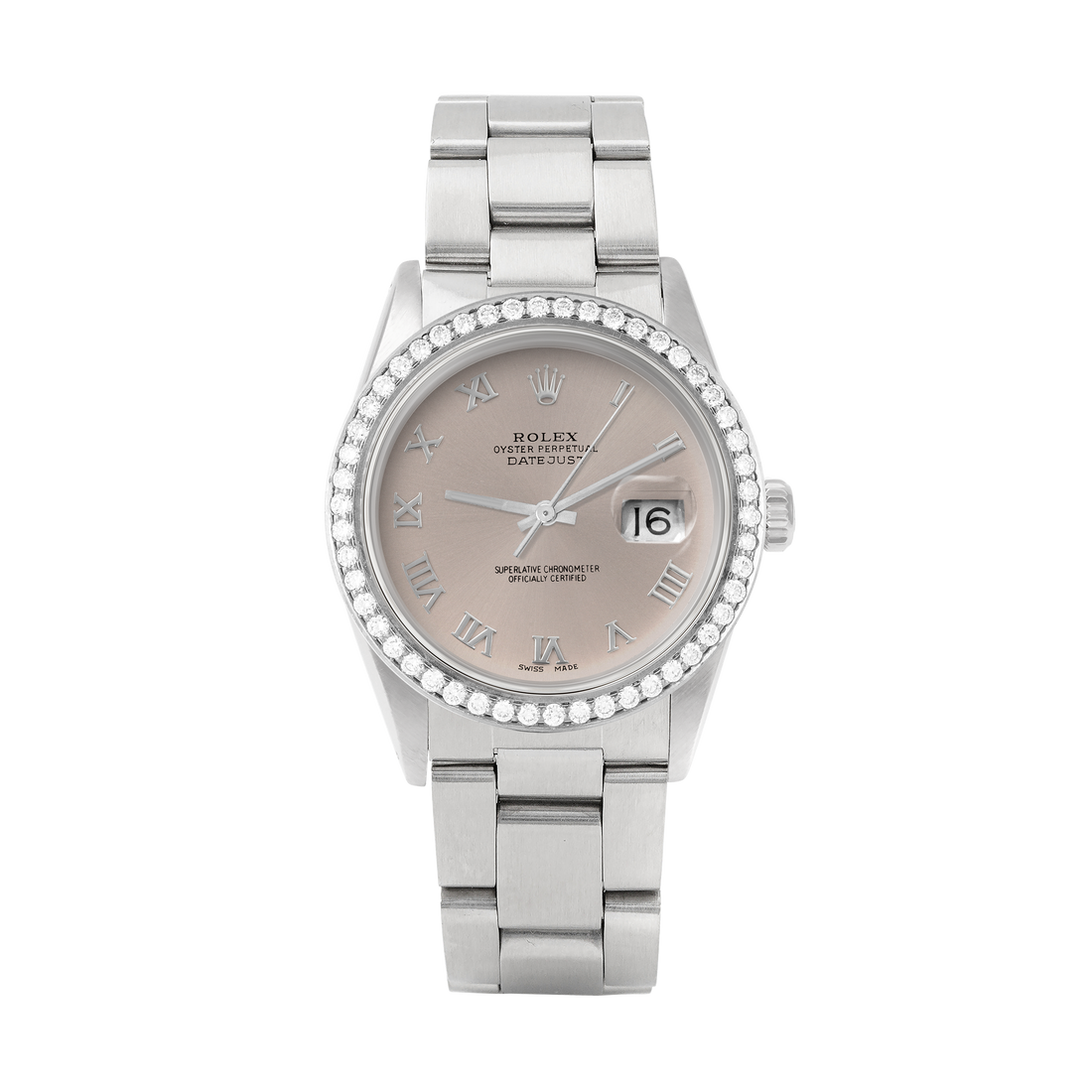 Rolex Datejust 36mm STAINLESS STEEL 16234 Slate Dial | Roman Hour Markers, 1.8 ct Diamond Bezel