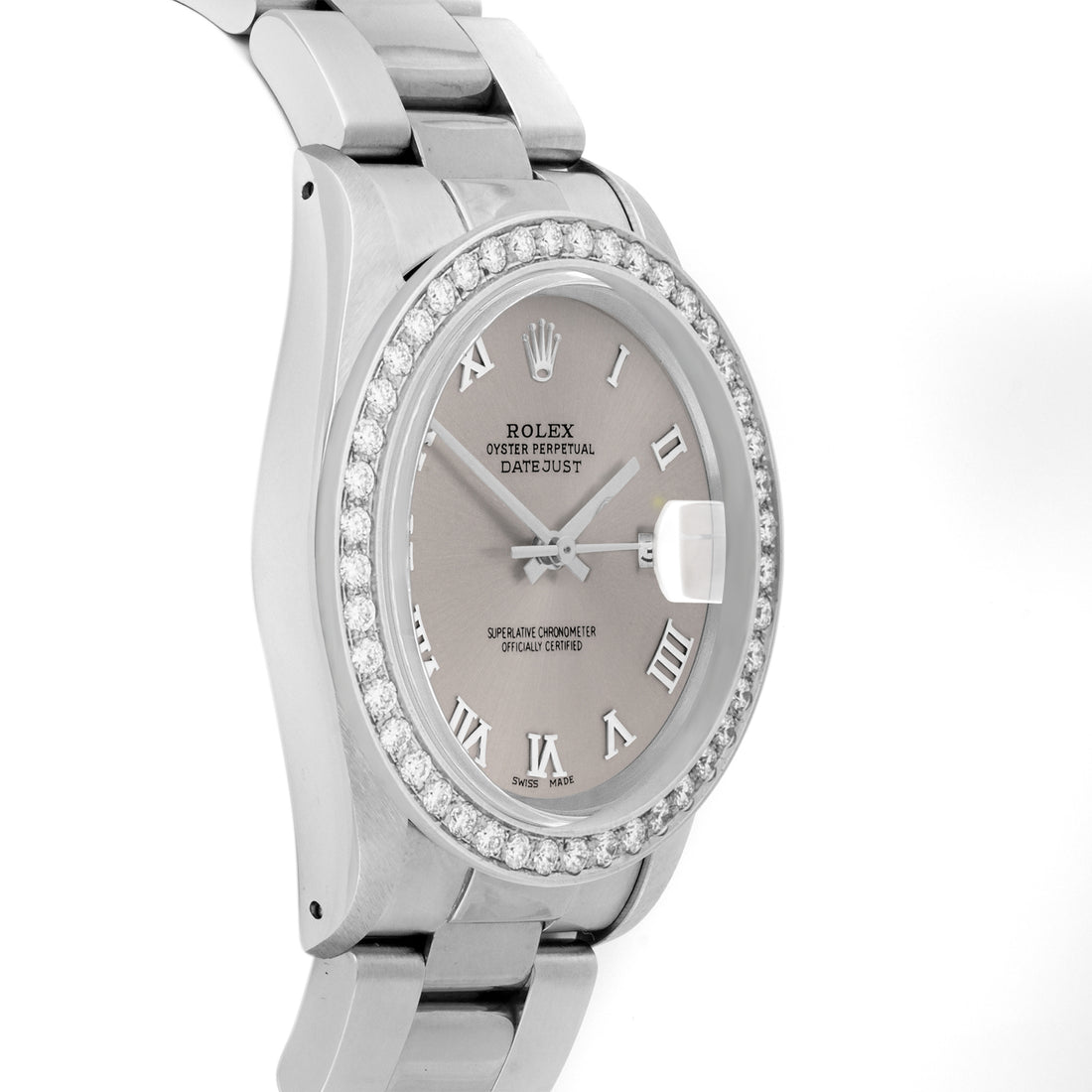 Rolex Datejust 36mm STAINLESS STEEL 16234 Slate Dial | Roman Hour Markers, 2 ct Diamond Bezel