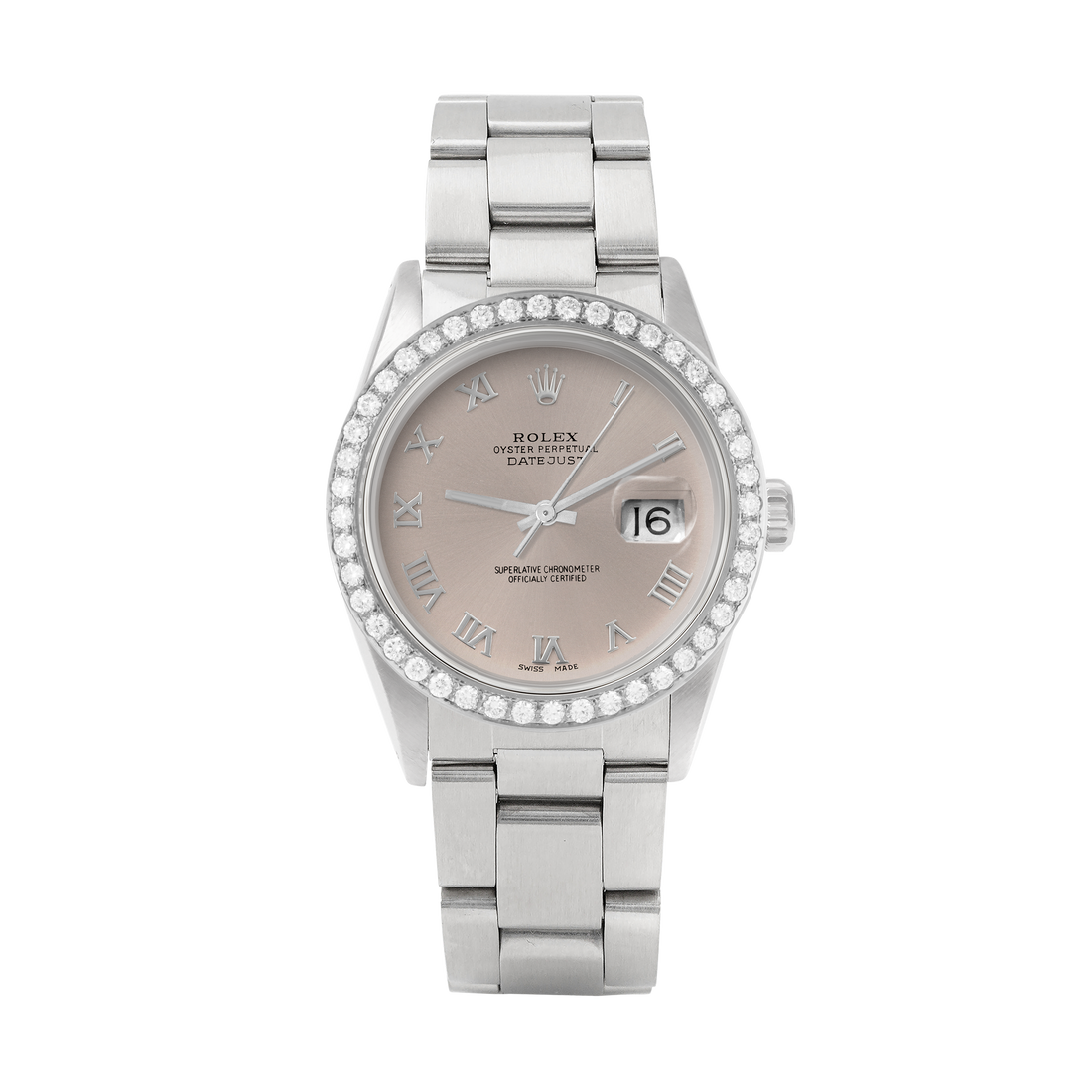 Rolex Datejust 36mm STAINLESS STEEL 16234 Slate Dial | Roman Hour Markers, 2 ct Diamond Bezel