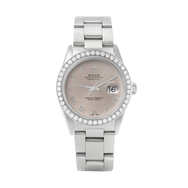 Rolex Datejust 36mm STAINLESS STEEL 16234 Slate Dial | Roman Hour Markers, 2 ct Diamond Bezel
