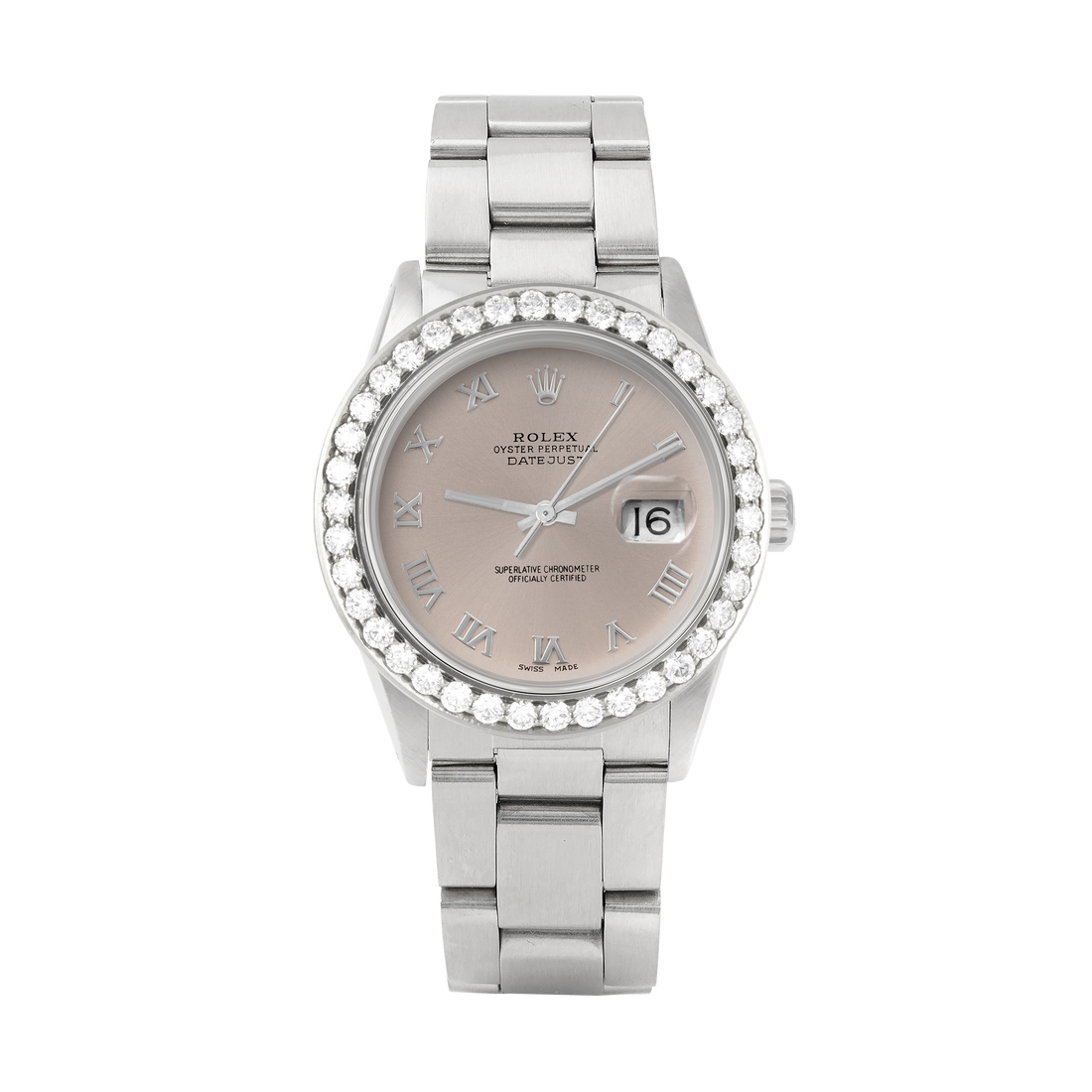 Rolex Datejust 36mm STAINLESS STEEL 16234 Slate Dial | Roman Hour Markers | 2.5 ct Diamond Bezel