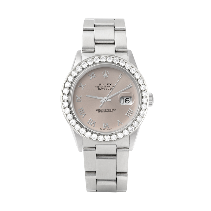 Rolex Datejust 36mm STAINLESS STEEL 16234 Slate Dial | Roman Hour Markers | 2.5 ct Diamond Bezel