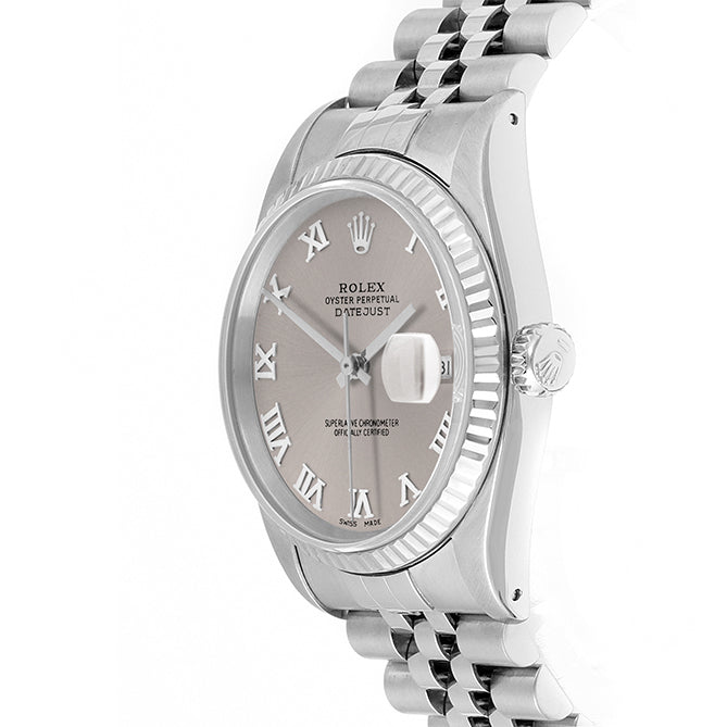 Rolex Datejust 36mm STAINLESS STEEL 16234 Slate Dial | Roman Hour Markers | Fluted  Bezel