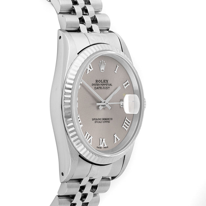 Rolex Datejust 36mm STAINLESS STEEL 16234 Slate Dial | Roman Hour Markers | Fluted  Bezel