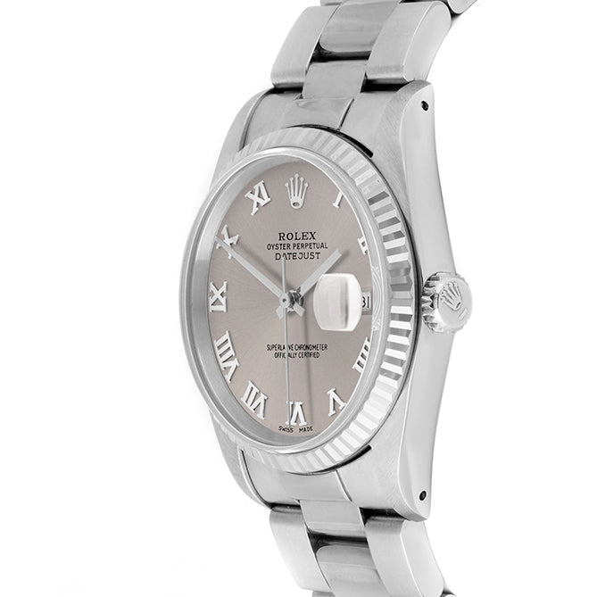 Rolex Datejust 36mm STAINLESS STEEL 16234 Slate Dial | Roman Hour Markers | Fluted  Bezel