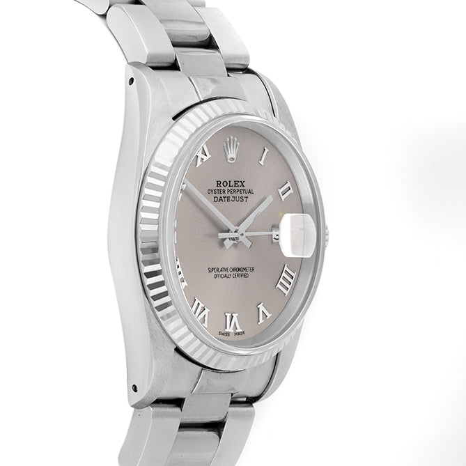 Rolex Datejust 36mm STAINLESS STEEL 16234 Slate Dial | Roman Hour Markers | Fluted  Bezel