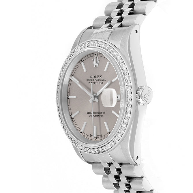 Rolex Datejust 36mm STAINLESS STEEL 16234 Slate  Dial | Sticks Hour Markers, 1 ct Diamond Bezel