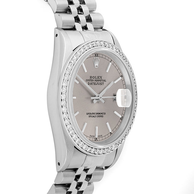 Rolex Datejust 36mm STAINLESS STEEL 16234 Slate  Dial | Sticks Hour Markers, 1 ct Diamond Bezel