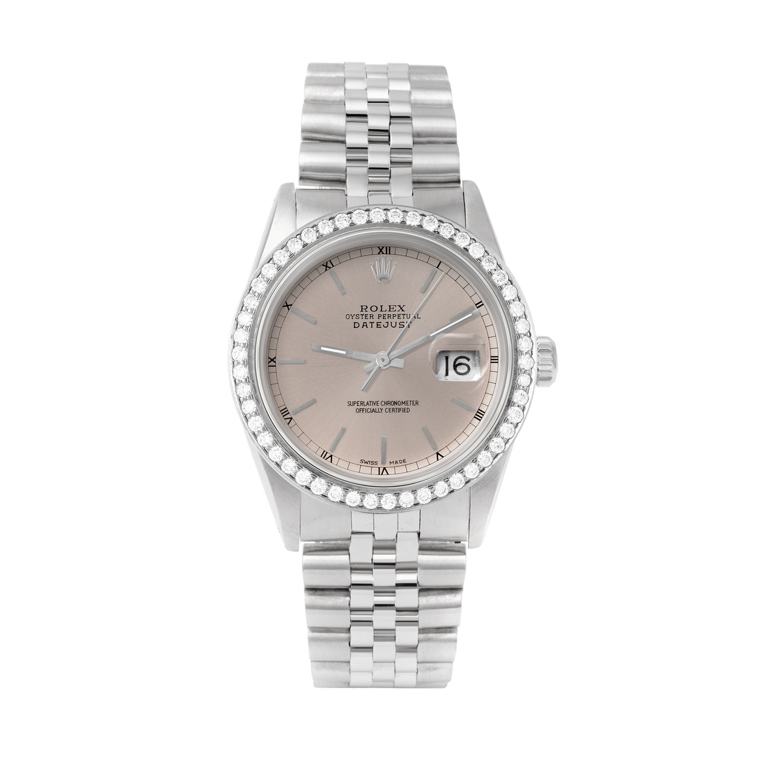 Rolex Datejust 36mm STAINLESS STEEL 16234 Slate Dial | Stick Hour Markers | 1.8ct Diamond Bezel