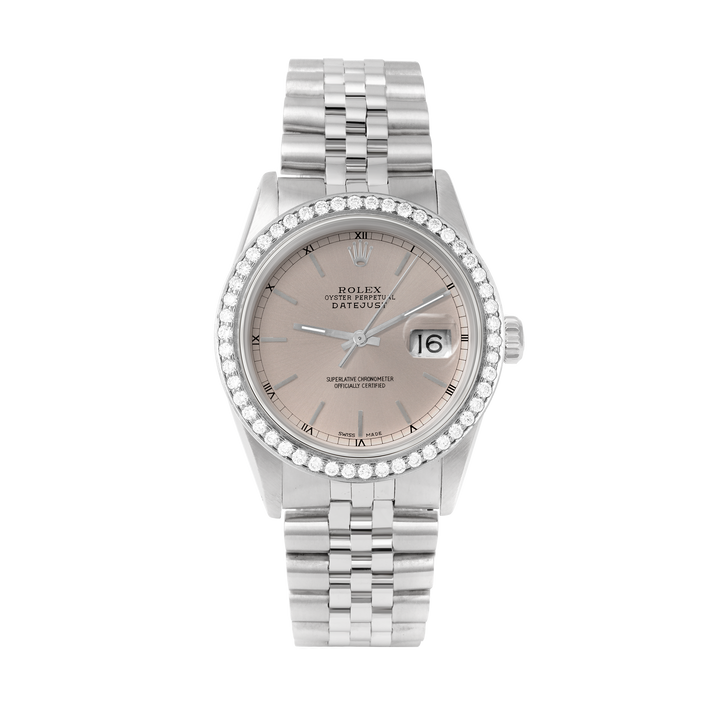 Rolex Datejust 36mm STAINLESS STEEL 16234 Slate Dial | Stick Hour Markers | 1.8ct Diamond Bezel
