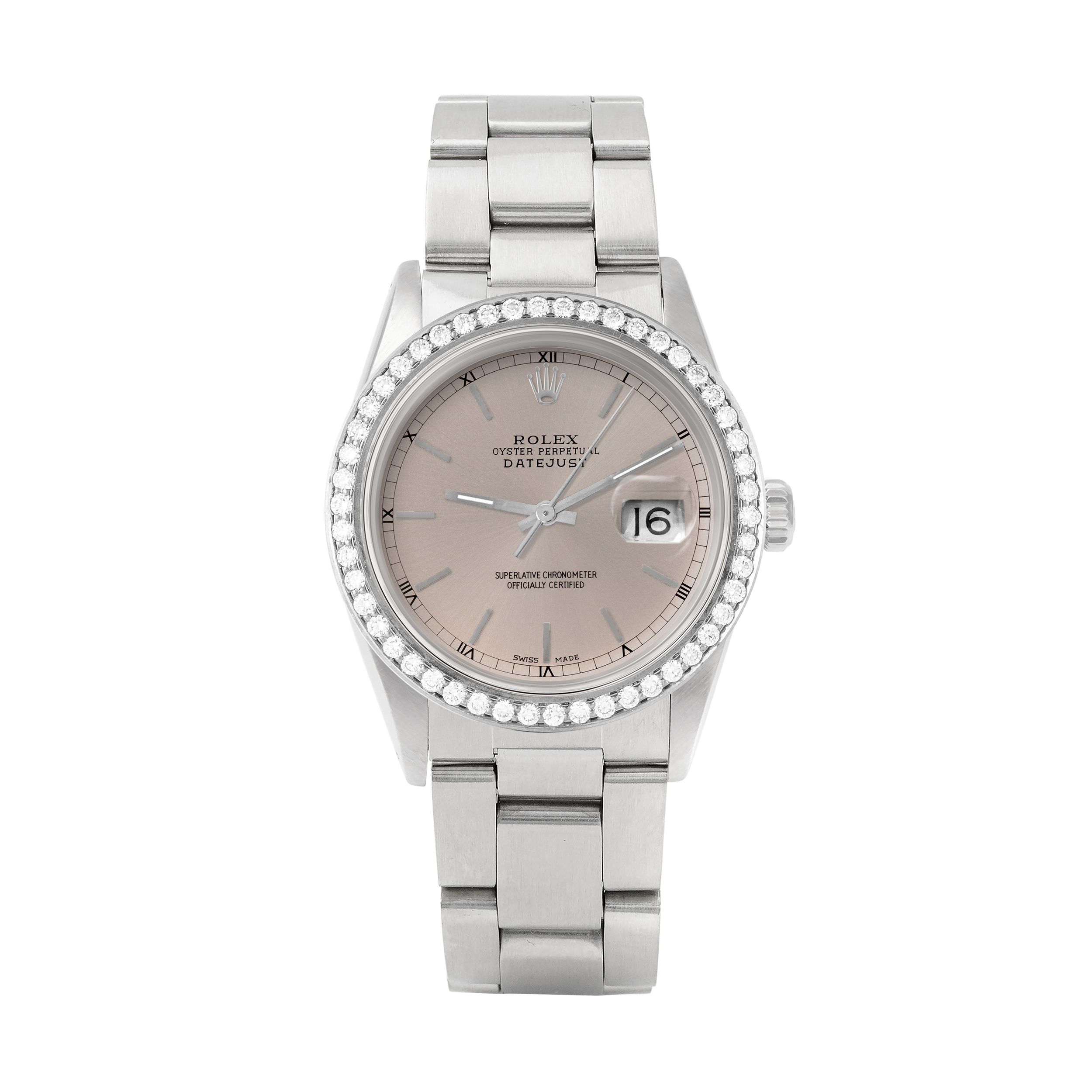 Rolex Datejust 36mm STAINLESS STEEL 16234 Slate Dial | Stick Hour Markers, 1.8ct Diamond Bezel