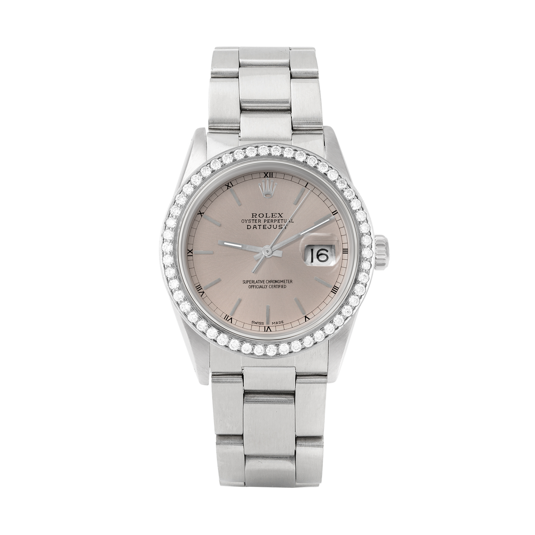 Rolex Datejust 36mm STAINLESS STEEL 16234 Slate Dial | Stick Hour Markers, 1.8ct Diamond Bezel