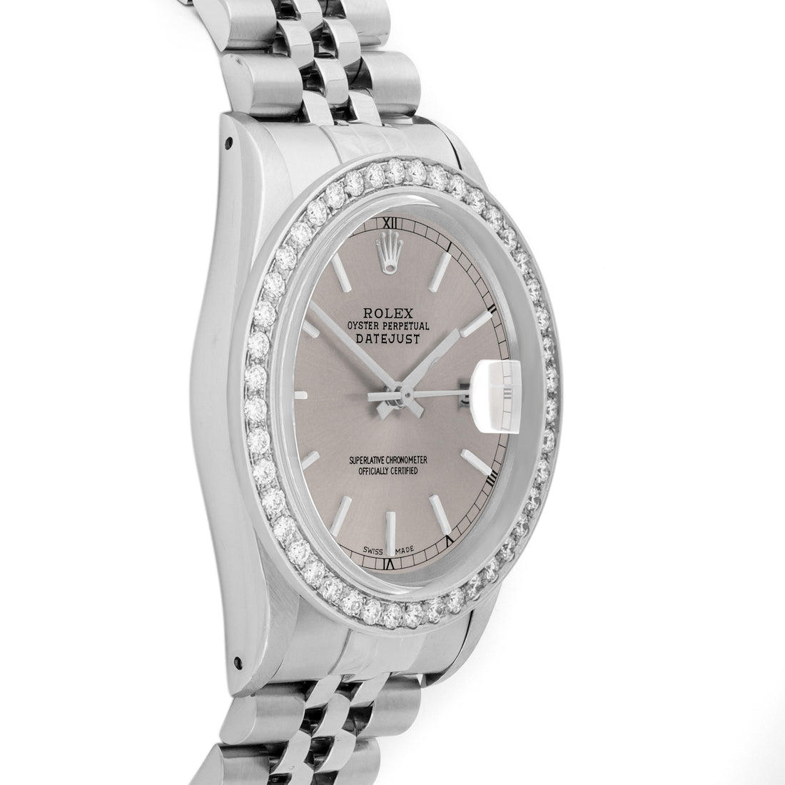 Rolex Datejust 36mm STAINLESS STEEL 16234 Slate  Dial | Sticks Hour Markers, 2 ct Diamond Bezel