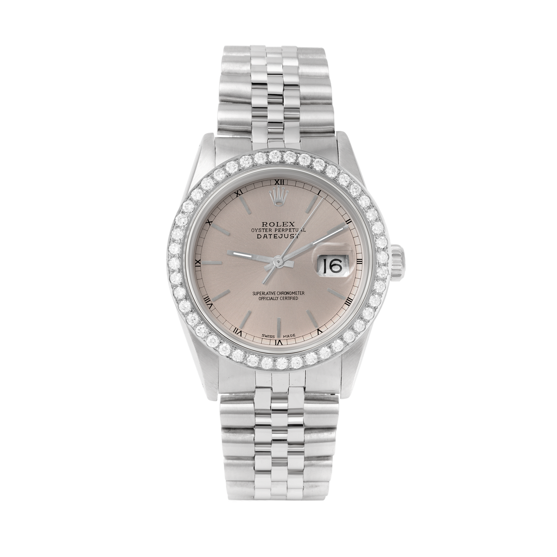 Rolex Datejust 36mm STAINLESS STEEL 16234 Slate  Dial | Sticks Hour Markers, 2 ct Diamond Bezel