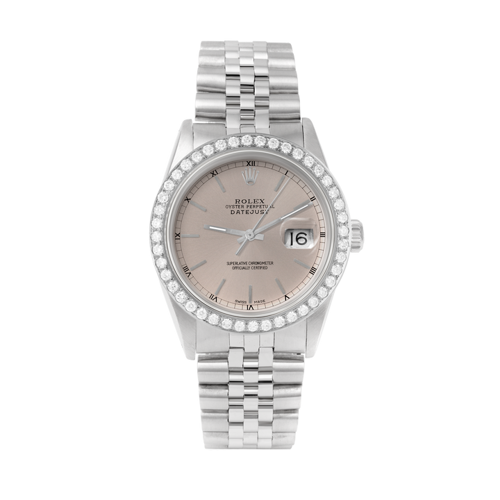 Rolex Datejust 36mm STAINLESS STEEL 16234 Slate  Dial | Sticks Hour Markers, 2 ct Diamond Bezel