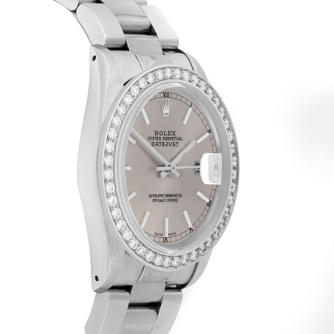 Rolex Datejust 36mm STAINLESS STEEL 16234 Slate  Dial | Sticks Hour Markers, 2 ct Diamond Bezel