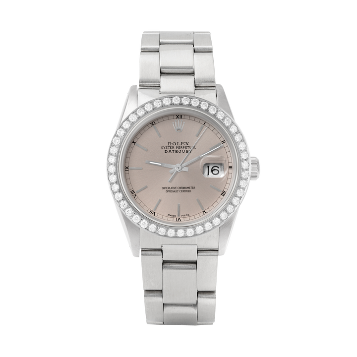 Rolex Datejust 36mm STAINLESS STEEL 16234 Slate  Dial | Sticks Hour Markers, 2 ct Diamond Bezel