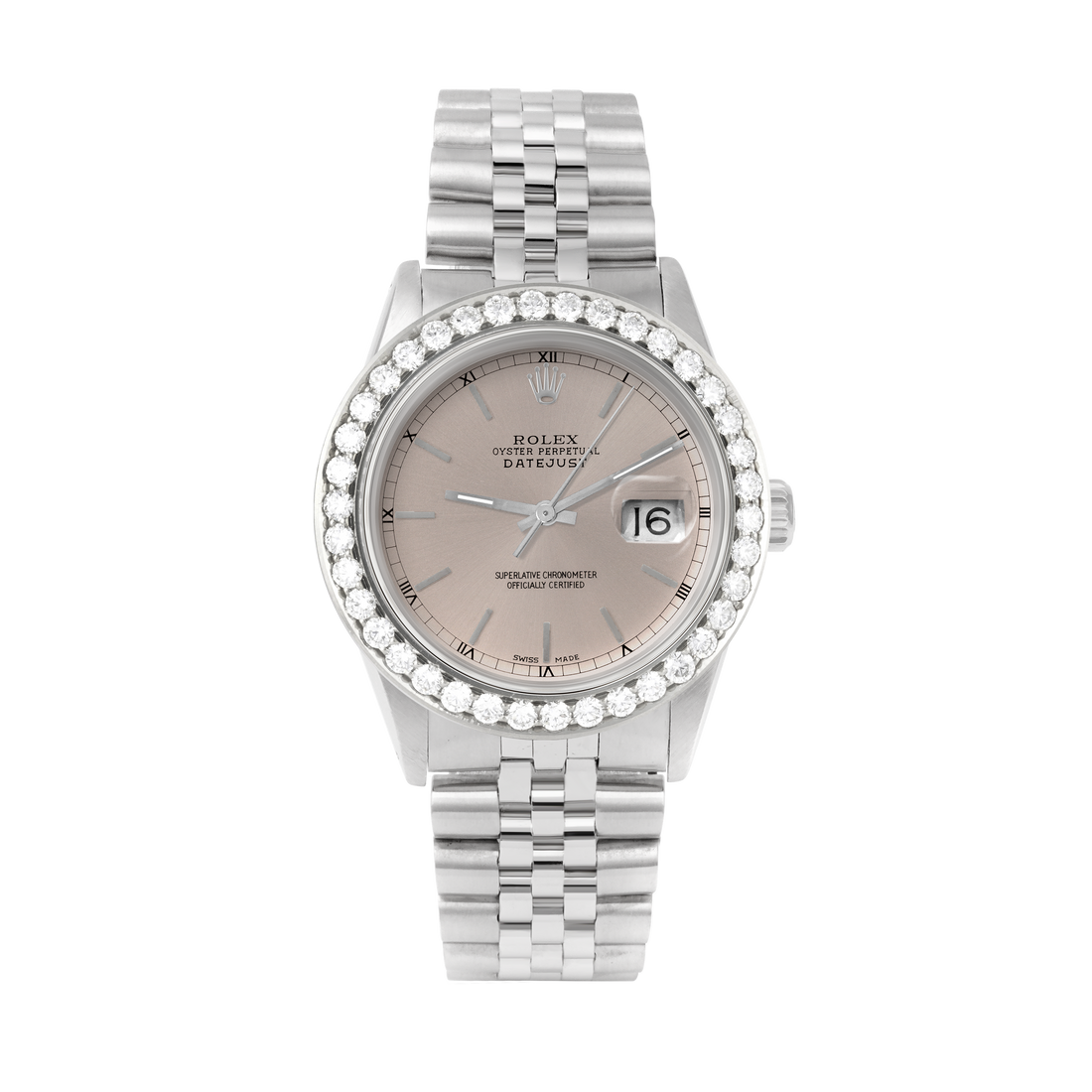 Rolex Datejust 36mm STAINLESS STEEL 16234 Slate Dial | Stick Hour Markers, 2.5 ct Diamond Bezel