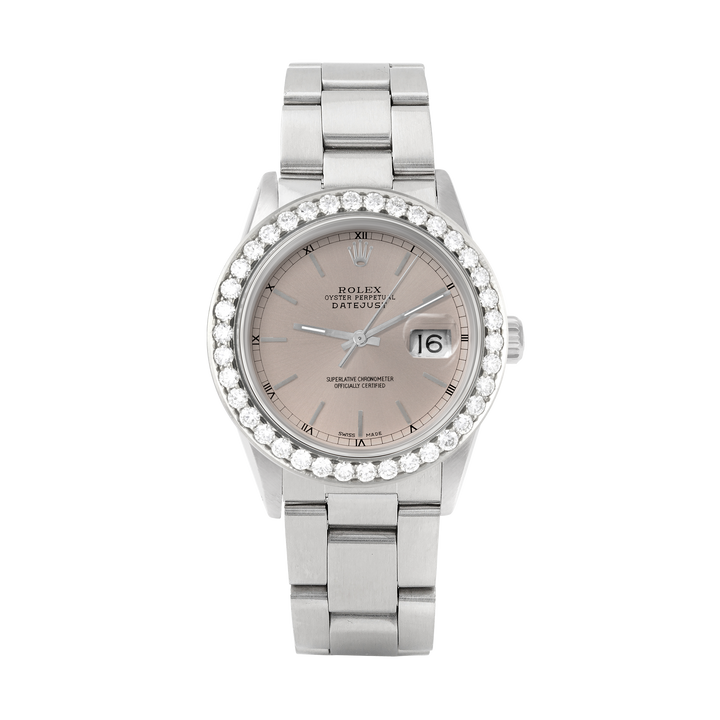 Rolex Datejust 36mm STAINLESS STEEL 16234 Slate Dial | Stick Hour Markers, 2.5 ct Diamond Bezel