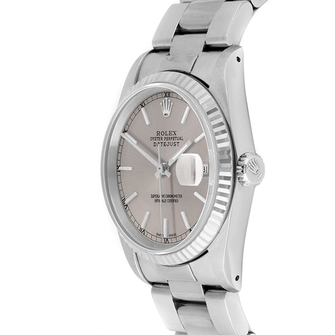 Rolex Datejust 36mm STAINLESS STEEL 16234 Slate Dial | Stick Hour Markers | Fluted  Bezel