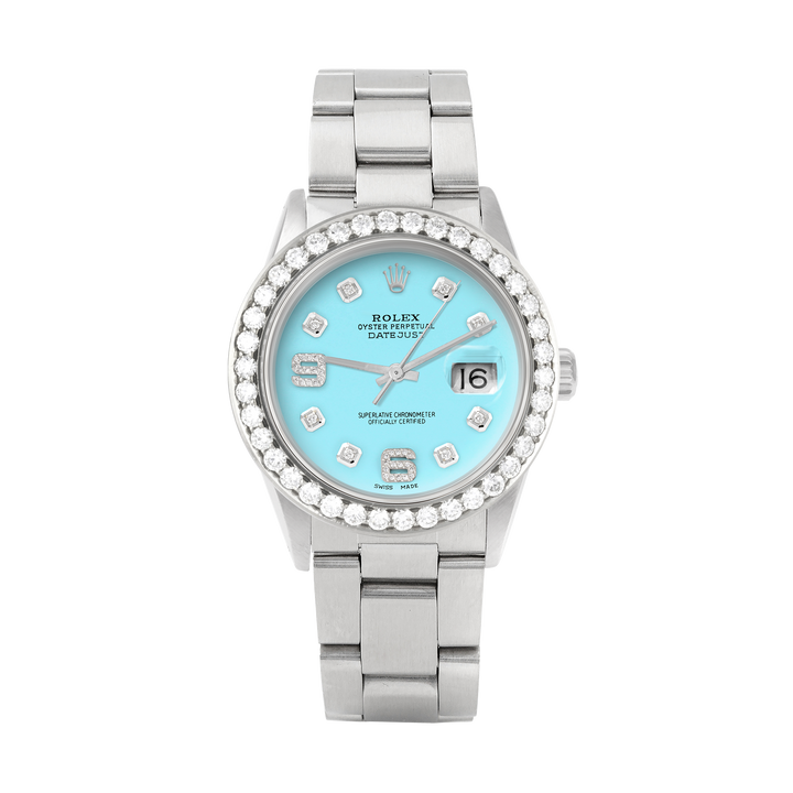 Rolex Datejust 36mm STAINLESS STEEL 16234 Tiffany Blue Dial |6&9 Diamond Hour Markers | 2.5 ct Diamond Bezel