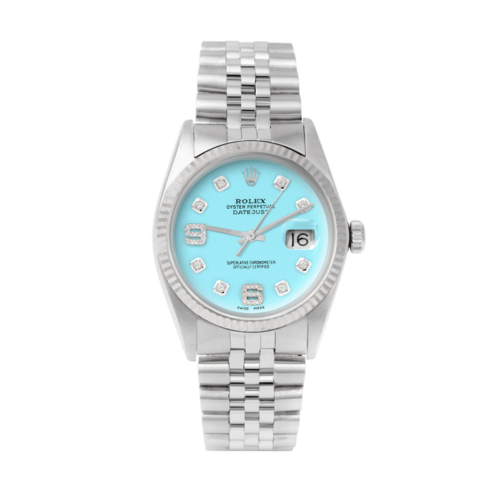 Rolex Datejust 36mm STAINLESS STEEL 16234  Tiffany blue Dial | 6&9 Diamond | Fluted Bezel