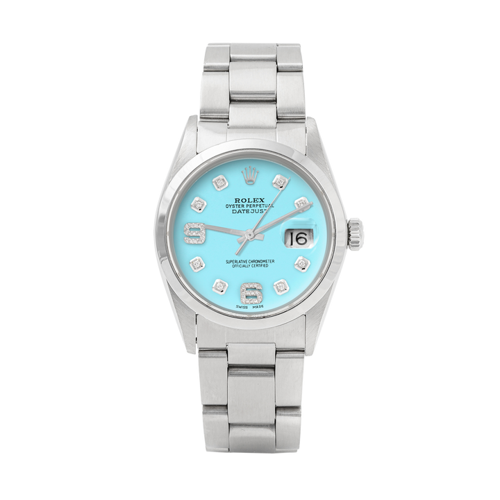 Rolex Datejust 36mm STAINLESS STEEL 16200 Tiffany blue Dial | 6&9 Diamond | Smooth Bazel