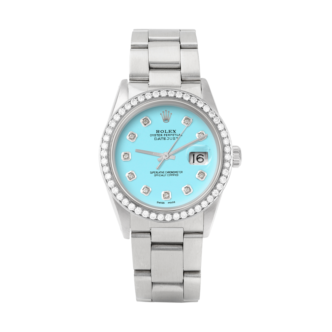 Rolex Datejust 36mm STAINLESS STEEL 16234 Tiffany Blue  Dial | Diamond Hour Markers, 1.8 ct Diamond Bezel