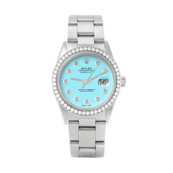 Rolex Datejust 36mm STAINLESS STEEL 16234 Tiffany Blue  Dial | Diamond Hour Markers, 1.8 ct Diamond Bezel