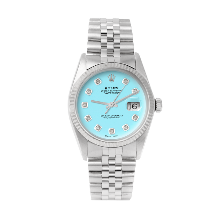 Rolex Datejust 36mm STAINLESS STEEL 16234 Tiffany Blue Dial | Diamond Hour Markers | Fluted Bezel