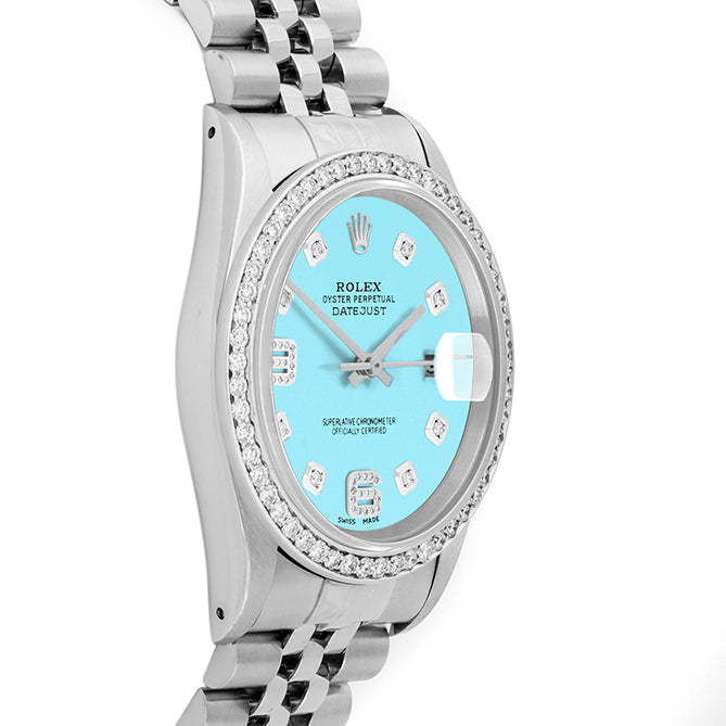 Rolex Datejust 36mm STAINLESS STEEL 16234 Tiffany Blue Dial | 6&9 Diamond |Diamond Hour Markers | 1 ct Diamond Bezel
