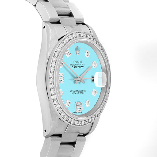 Rolex Datejust 36mm STAINLESS STEEL 16234 Tiffany Blue Dial | 6&9 Diamond |Diamond Hour Markers | 1.8 ct Diamond Bezel