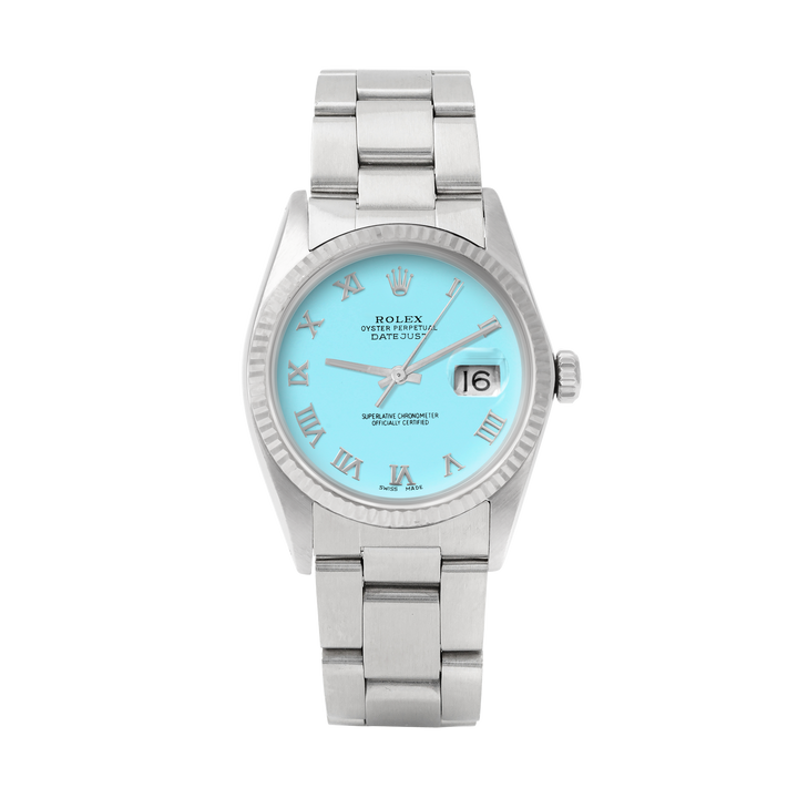 Rolex Datejust 36mm STAINLESS STEEL 16234 Tiffany Blue Dial | Roman Hour Markers | Fluted  Bezel