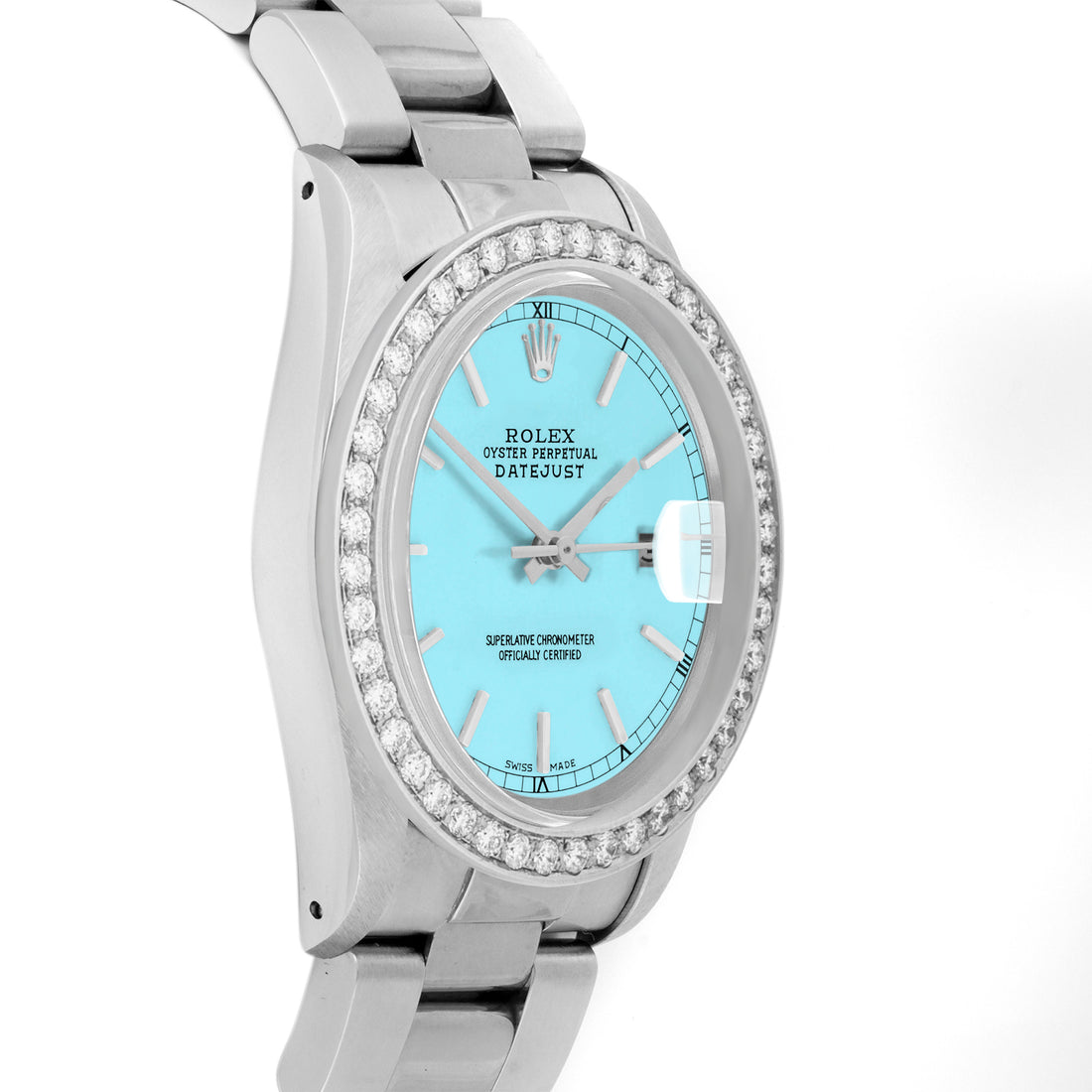 Rolex Datejust 36mm STAINLESS STEEL 16234 Tiffany blue  Dial | Sticks Hour Markers, 2 ct Diamond Bezel