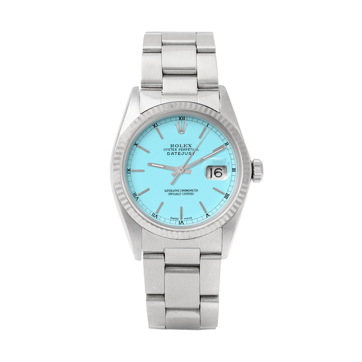 Rolex Datejust 36mm STAINLESS STEEL 16234 Tiffany blue Dial | Stick Hour Markers | Fluted  Bezel