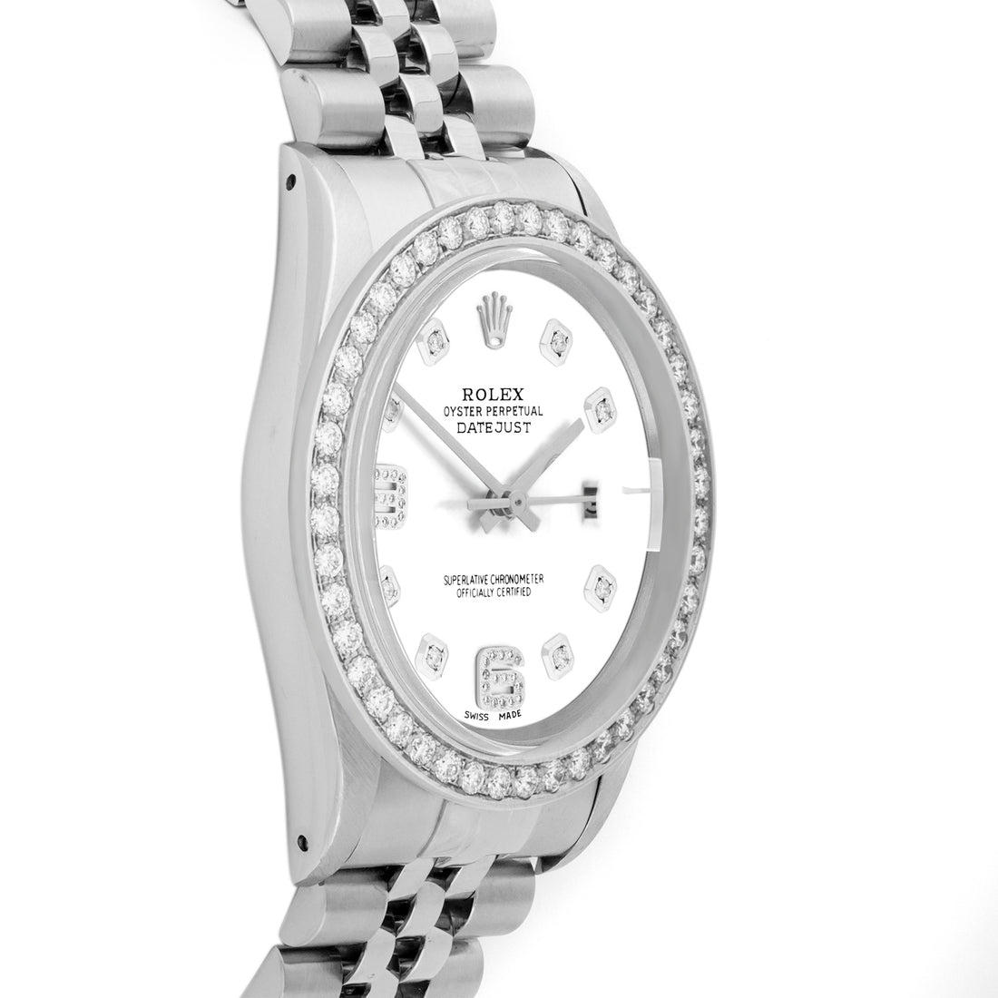 Rolex Datejust 36mm STAINLESS STEEL 16234  White  Dial | 6&9 Diamond Hour Markers | 2 ct Diamond Bezel