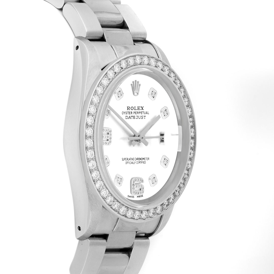 Rolex Datejust 36mm STAINLESS STEEL 16234 White  Dial | 6&9 Diamond Hour Markers | 2 ct Diamond Bezel