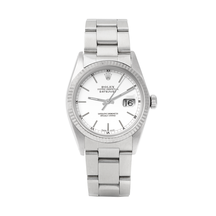 Rolex Datejust 36mm STAINLESS STEEL 16234 White Dial | Stick Hour Markers | Fluted  Bezel