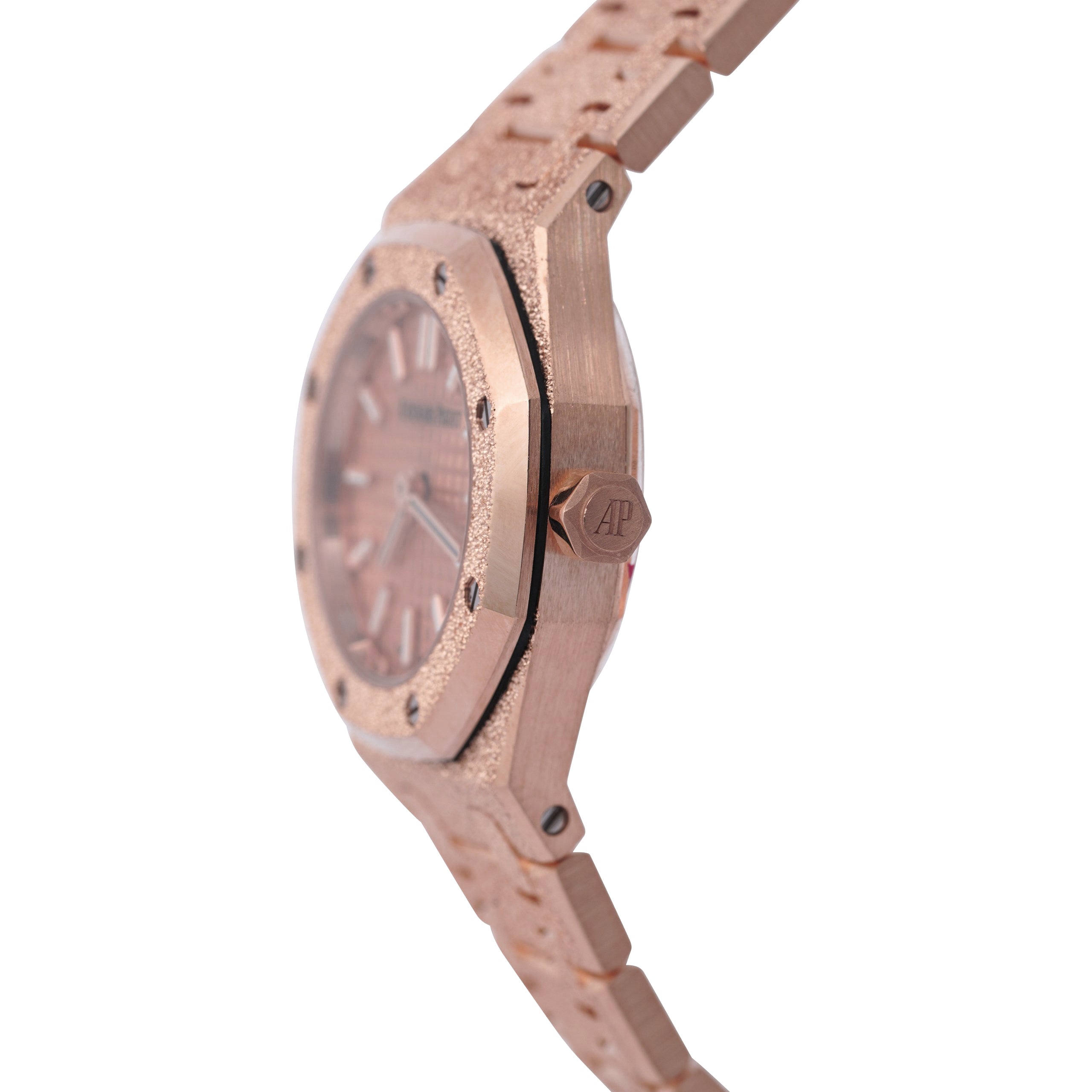 Audemars Piguet Royal Oak Frosted Ladies 67630BA Rose Gold Pink Stick Dial