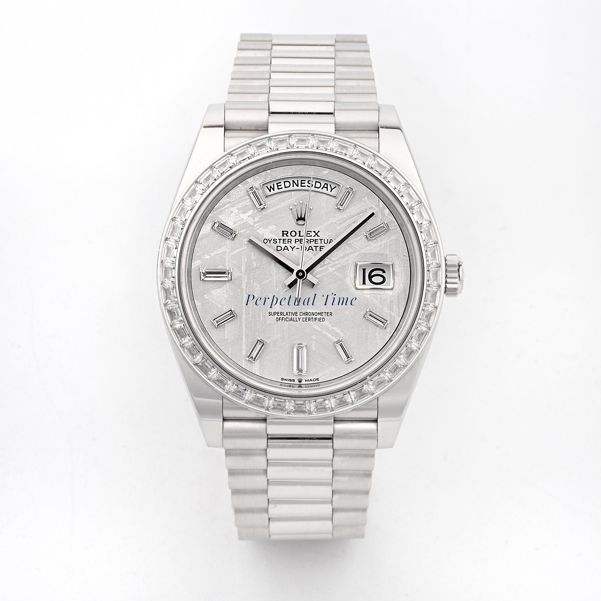 Rolex Day-Date 40 228396TBR Platinum | Meteorite Baguette Diamond