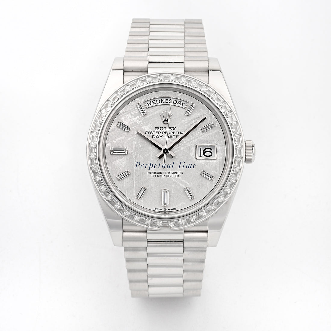 Rolex Day-Date 40 228396TBR Platinum | Meteorite Baguette Diamond