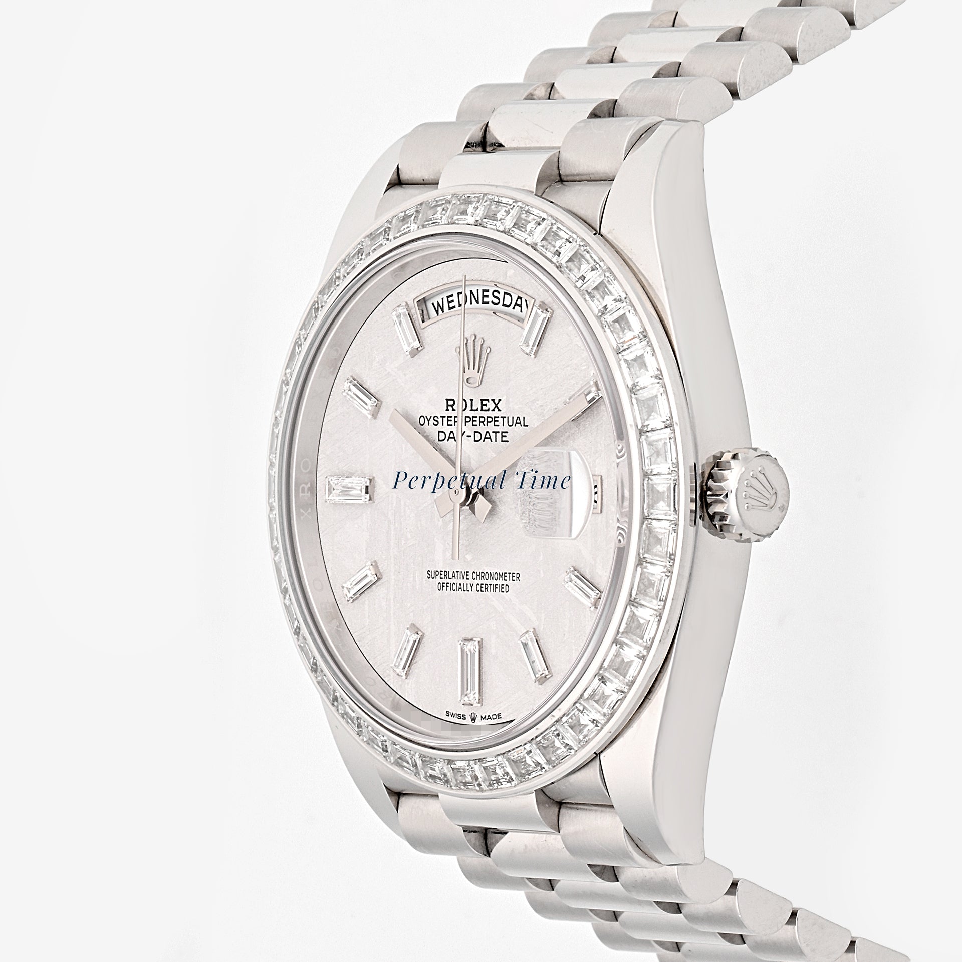 Rolex Day-Date 40 228396TBR Platinum | Meteorite Baguette Diamond