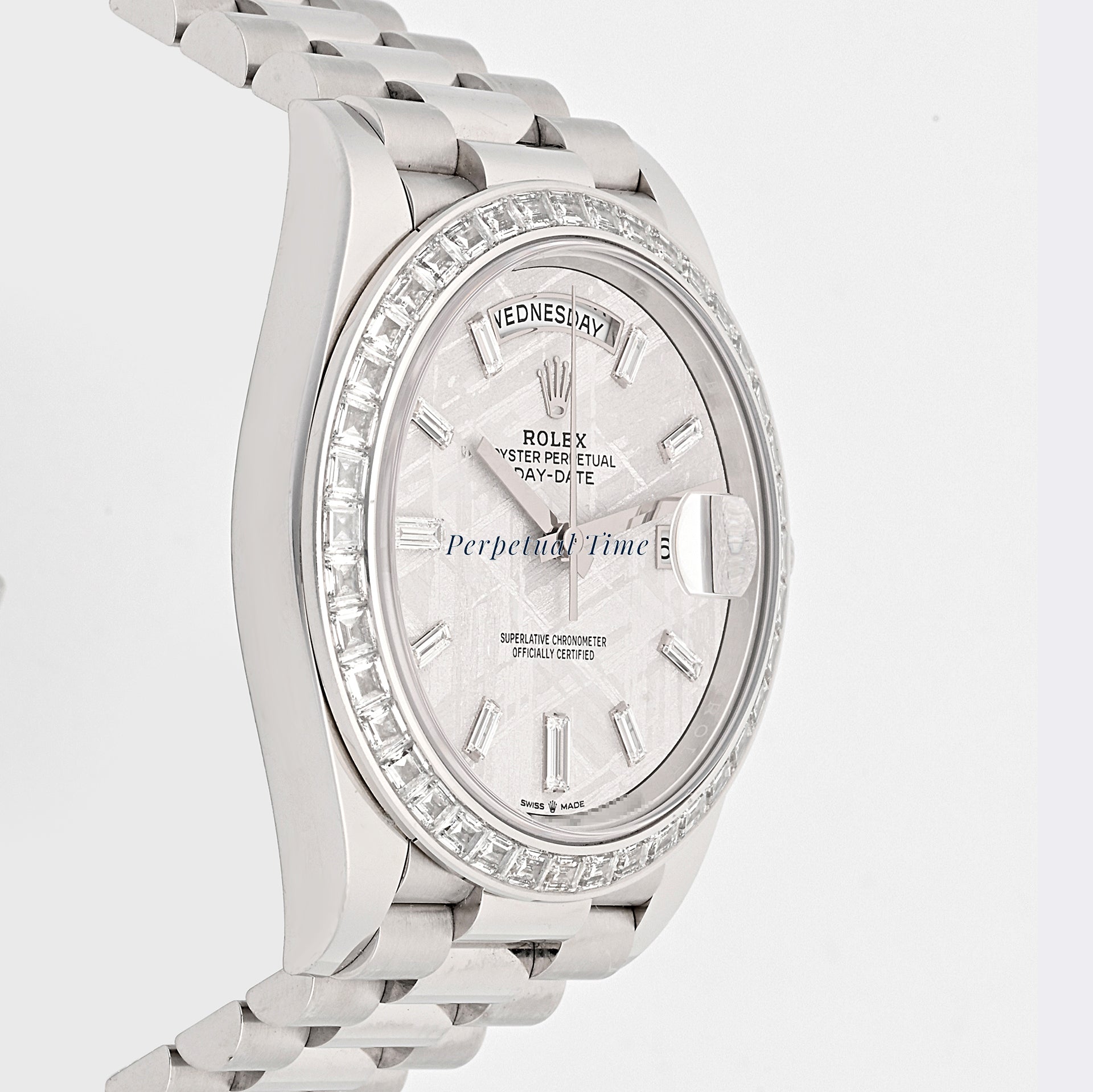 Rolex Day-Date 40 228396TBR Platinum | Meteorite Baguette Diamond