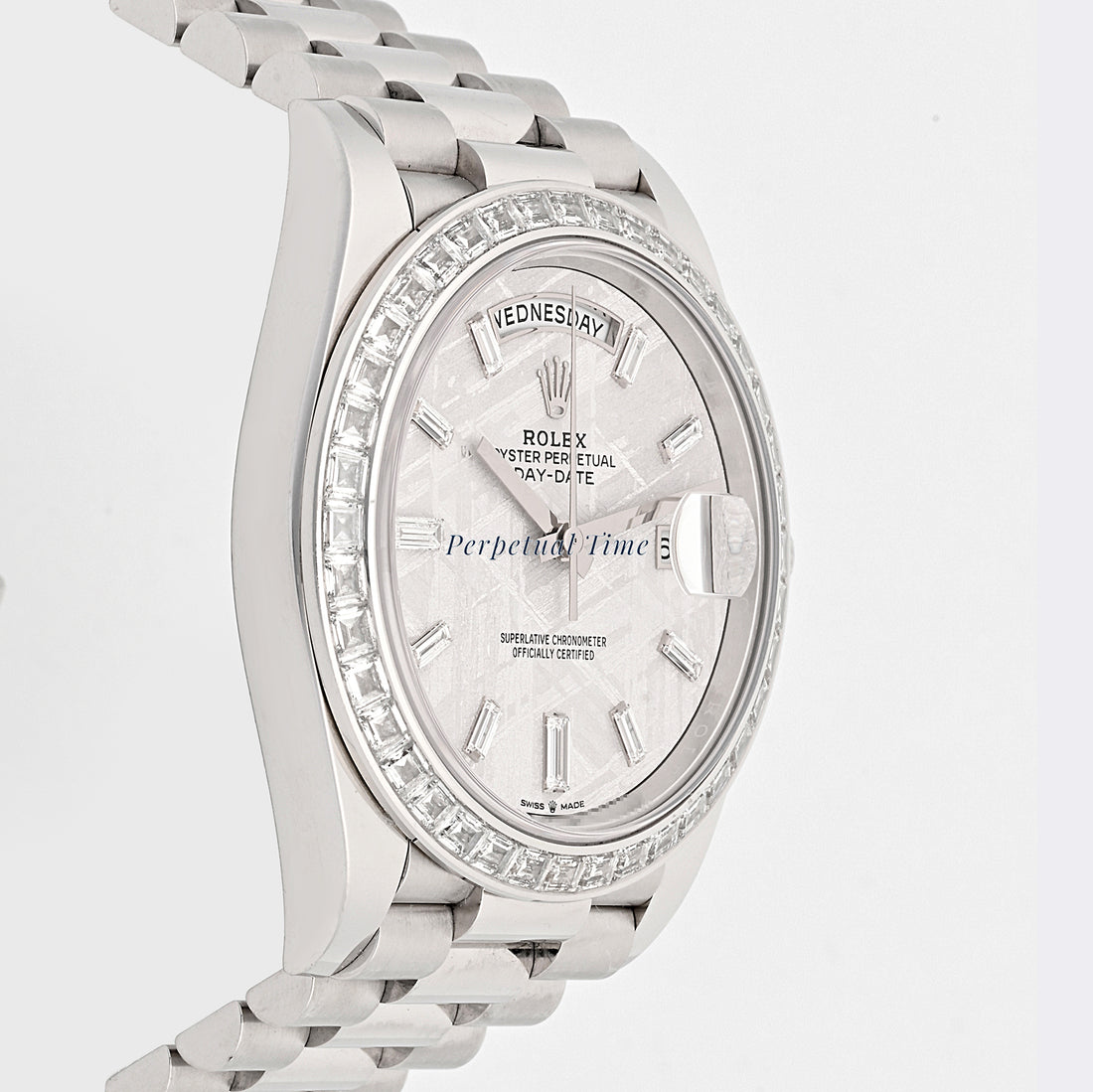 Rolex Day-Date 40 228396TBR Platinum | Meteorite Baguette Diamond