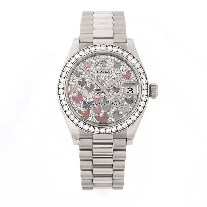 Rolex Datejust 31 MOP Butterfly Pave Diamond Dial 278279 White Gold President
