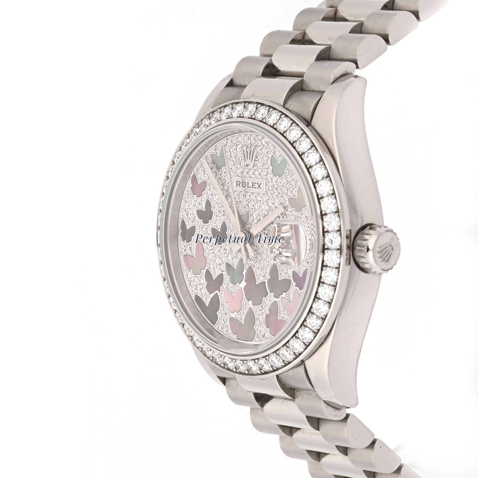 Rolex Datejust 31 MOP Butterfly Pave Diamond Dial 278279 White Gold President